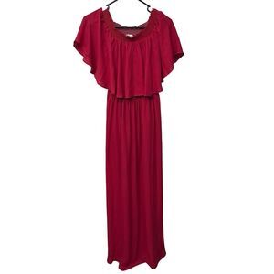 Show Me Your Mumu Hacienda Off Shoulder Maxi Dress Lady Red Ring Crisp Sz Medium